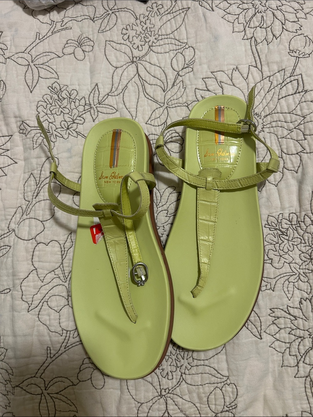 Sam Edelman Lime Green T-Strap Sandals